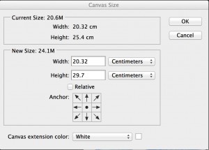 Photoshop cc canvas size