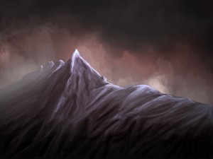 Photoshop painting of mountain